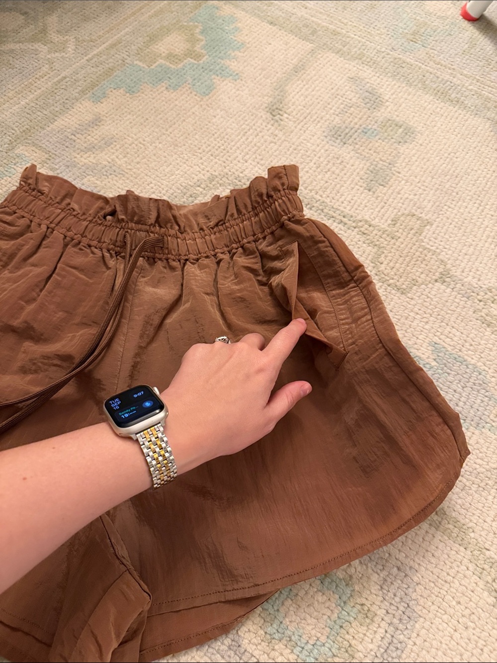 Varley Rust Drawstring Athletic Shorts - Picture 7 of 9